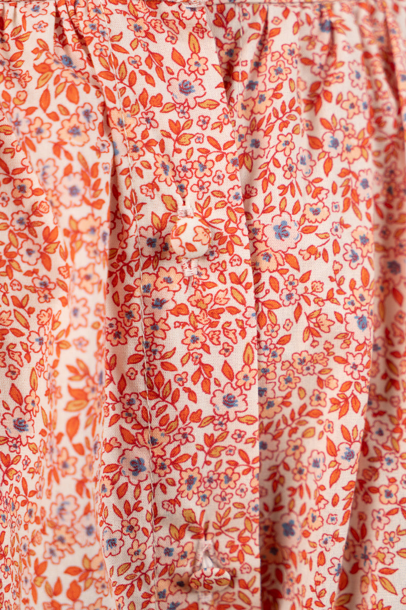 Jupe Maïa femme en coton rouge à imprimé floral, coupe longue midi évasée - It Hippie
