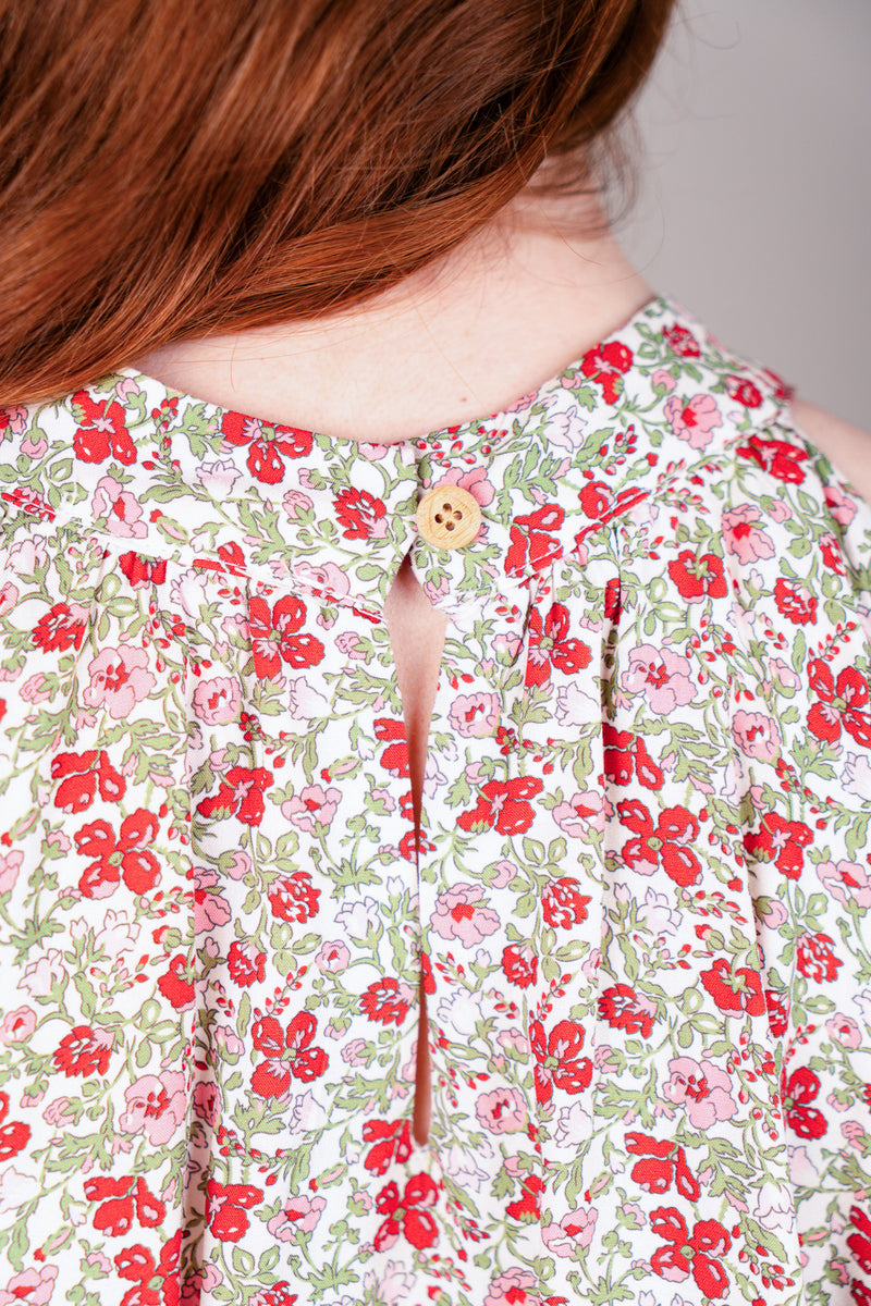 Top Thaïs femme en coton rose à imprimé fleuri, attache à nouer dans le cou - It Hippie