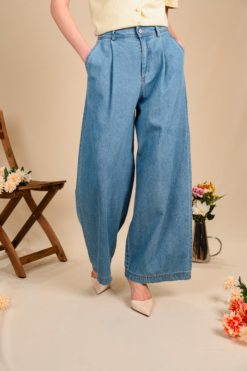 Pantalon Gasp femme en jean brut bleu, coupe intemporelle - It Hippie
