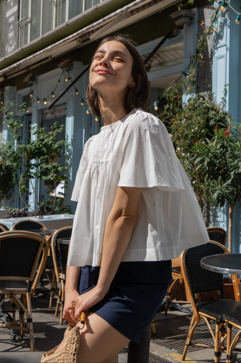 Top Rosalie femme en coton écru, blouse à coupe ample - It Hippie
