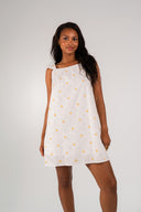 Robe bohème Roma femme en coton écru, coupe fluide et évasée - It Hippie