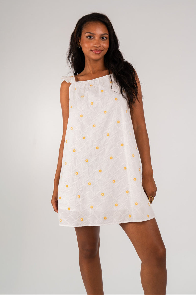 Robe bohème Roma femme en coton écru, coupe fluide et évasée - It Hippie