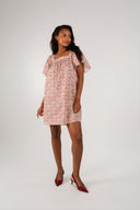 Robe Mathilda femme en coton rouge à imprimé floral, encolure carrée - It Hippie