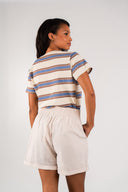 T-shirt Gabin femme en coton à rayures rétro, basique bohème intemporel - It Hippie