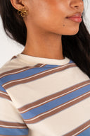 T-shirt Gabin femme en coton rayé, coupe droite légèrement ample style années 70 - It Hippie