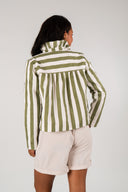 Veste June femme en coton écru et kaki rayé, allure vintage revisitée - It Hippie