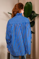 Chemise femme Oria en coton bleu rayé, style bohème chic - It Hippie