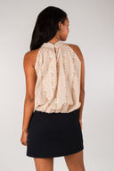 Top blouse Agnes femme en coton rose floral, galon dentelé au col - It Hippie