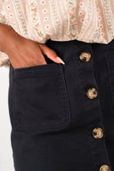 Jupe courte Tara femme en coton marine, boutons contrastants - It Hippie