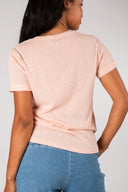 T-shirt Ayden femme rose pailleté, décolleté en V - It Hippie