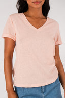 T-shirt Ayden femme en coton rose, coupe droite fluide - It Hippie