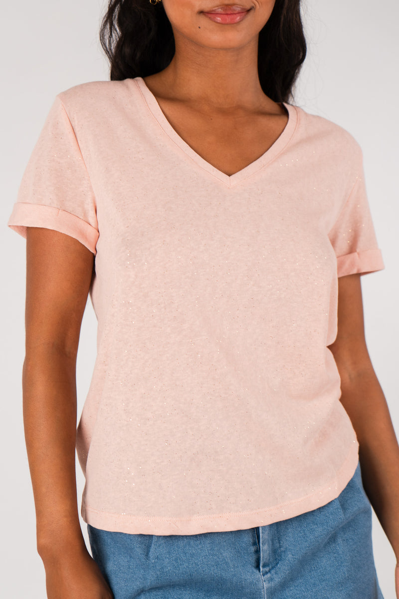 T-shirt Ayden femme en coton rose, coupe droite fluide - It Hippie