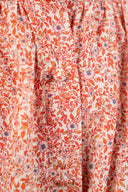 Jupe Maïa femme en coton rouge à imprimé floral, coupe longue midi évasée - It Hippie