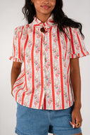 Chemise Suzanne femme en coton rayé rouge et écru - It Hippie