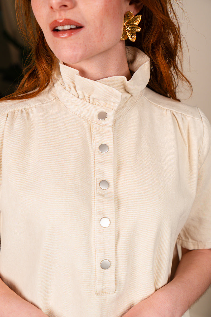 Robe Lya en coton écru femme, allure épurée et bohème - It Hippie