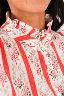 Chemise Suzanne femme en coton rouge à fronces aux épaules - It Hippie