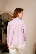 Chemise Naya en coton rose à motifs floraux brodés pour femme - It Hippie