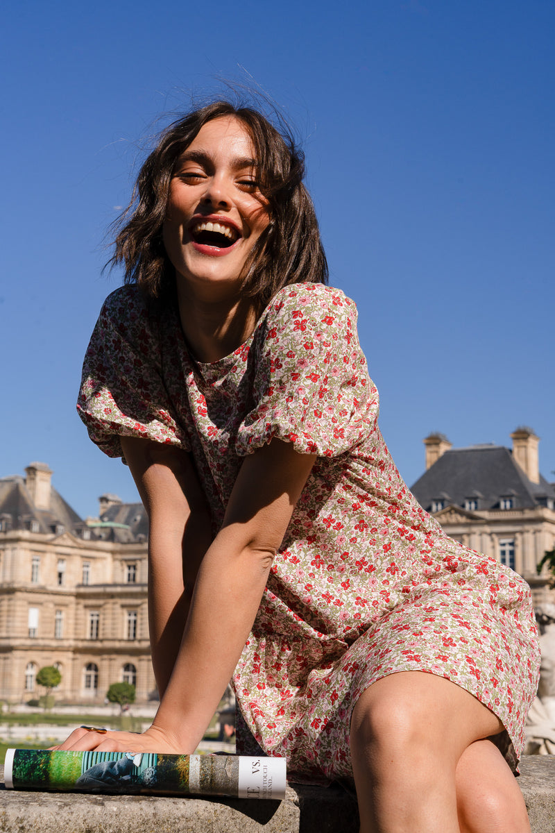 Robe Julie femme en viscose rouge à imprimé fleuri - It Hippie