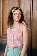 Top Prune femme en coton rouge à nuances orangées, allure bohème - It Hippie