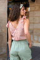 Top Prune femme en coton rouge, décolleté en V et tombé léger - It Hippie