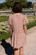 Robe Julie femme en viscose rouge à manches courtes ballons - It Hippie