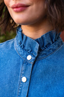 Combishort femme Meryl en denim bleu, manches courtes esprit estival - It Hippie