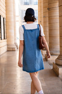 Robe salopette Clarisse femme en denim bleu, esprit bohème - It Hippie