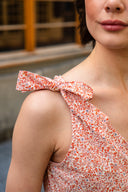 Top Prune femme en coton rouge, bretelles à nouer ajustables - It Hippie