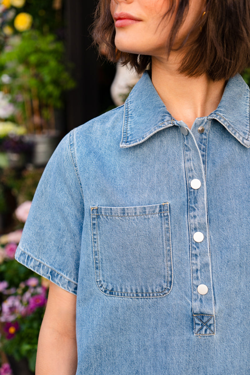 Robe Capucine femme en denim, coupe droite légèrement ample - It Hippie