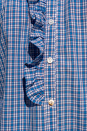 Chemise Esther femme en coton à carreaux bleu, manches longues bouffantes - It Hippie