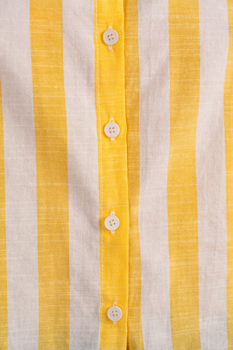 Chemisier Sarah femme en coton à rayures jaune soleil, esprit casual chic - It Hippie