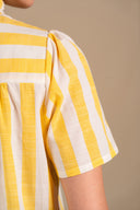 Chemisier Sarah femme en coton jaune et écru, tombé souple - It Hippie