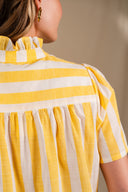 Chemisier Sarah femme en coton à rayures verticales jaune - It Hippie