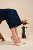 Pantalon Hector femme en coton marine, allure tailoring féminine - It Hippie