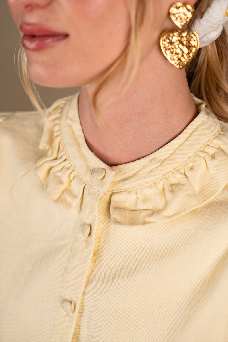 Chemisier Charlie femme en denim jaune pastel, coupe fluide - It Hippie