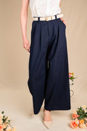 Pantalon Oscar femme marine en coton, plis marqués sur le devant - It Hippie