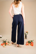 Pantalon Oscar femme marine en coton, taille haute structurée - It Hippie