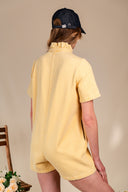 Combishort femme en denim léger jaune Lise, tombé fluide estival - It Hippie