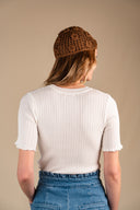 T-shirt Nina femme blanc à manches courtes, style minimaliste - It Hippie