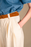 Pantalon Oscar femme en coton écru fluide, tombé souple - It Hippie