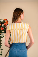 Chemisier Camille femme en coton jaune à grand col Claudine volanté - It Hippie