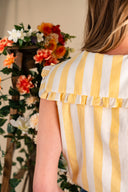 Blouse Camille femme rayée jaune et écru, style vintage romantique - It Hippie