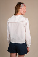 Chemisier Grace femme en coton écru, col marin brodé - It Hippie