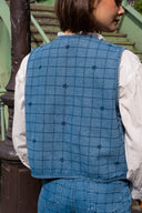 Gilet bohème Colette femme en coton denim bleu, coupe courte - It Hippie