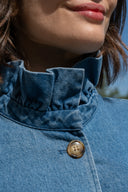 Veste Héloise femme en denim, boutons écailles marron beige - It Hippie
