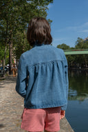 Veste Héloise femme en jean bleu, col volanté romantique - It Hippie