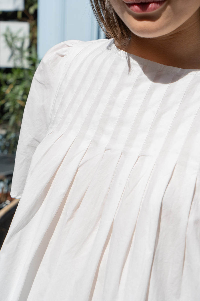 Top Rosalie femme en coton écru, fronces sous poitrine - It Hippie