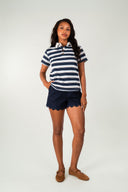 T-shirt Auguste femme en coton à rayures bleu ciel, coupe ajustée - It Hippie