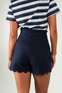 Short Gaspard femme marine taille haute, finitions festonnées - It Hippie