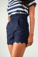 Short Gaspard femme taille haute marine, plis sur le devant - It Hippie